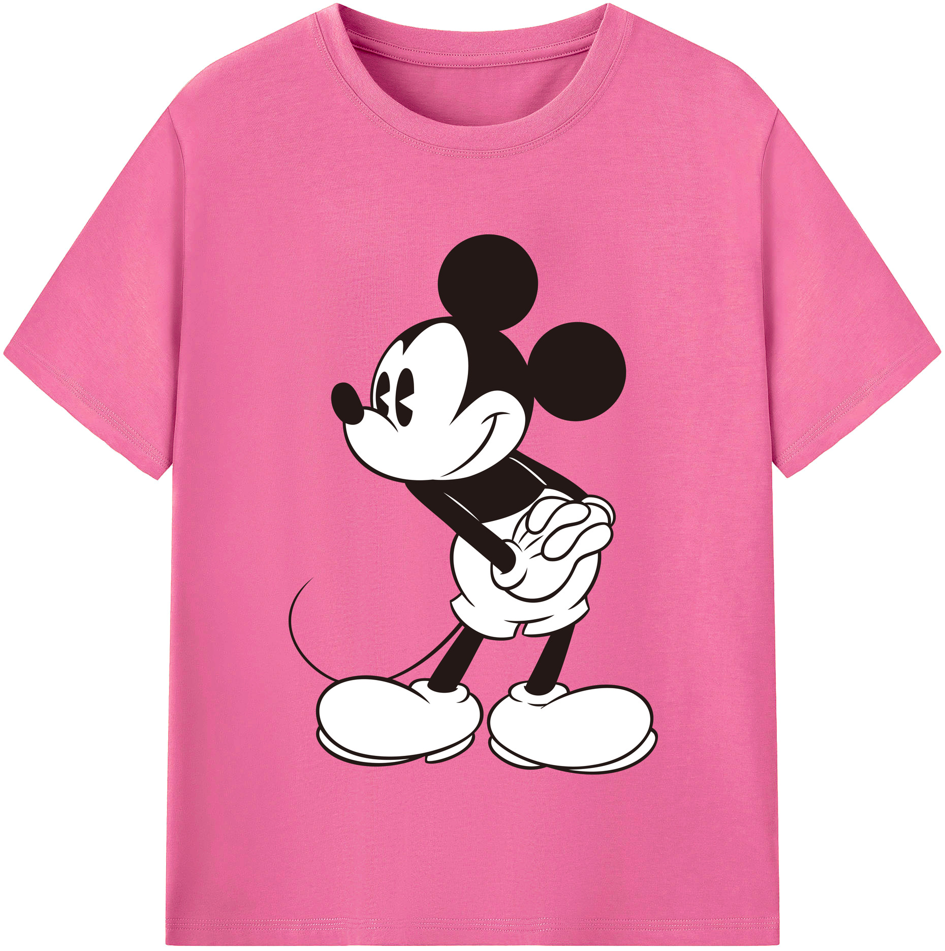 （画像用） ミッキーマウス Mickey Mouse レディースカジュアルプリントTシャツ（綿100％）